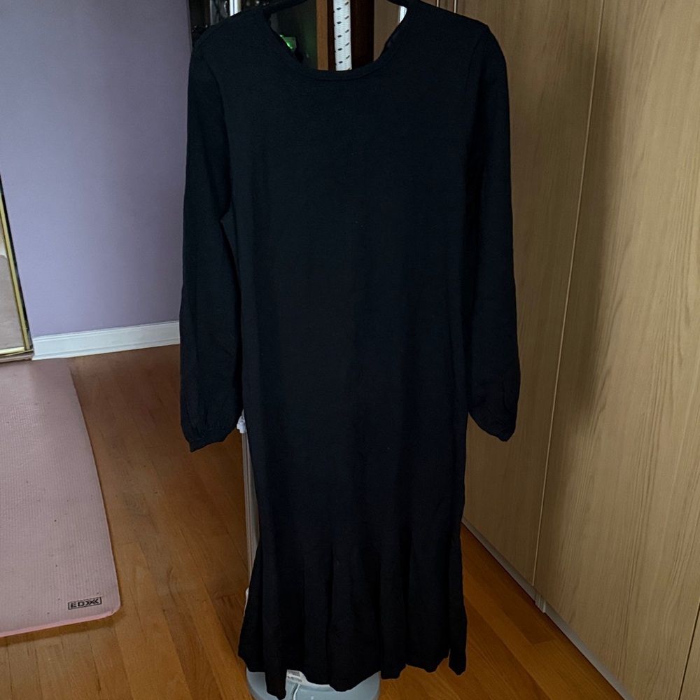 J. Crew Black Long-Sleeve Merino Wool Dress